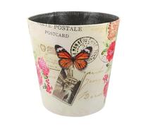 SOESFOUFU 10l Pu Leather Trash Can with Vintage European Style Pattern, Washable and Environmental Protection Storage Bucket for Office and Home Use