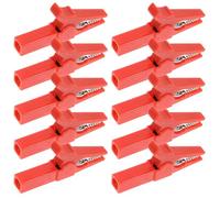 SOESFOUFU 10pcs Insulated Alligator Clips for Testing Safe Copper Clamp with Banana Plug Socket Bright Red Color Electrical Test Leads for Multimeter and Circuit Measurement