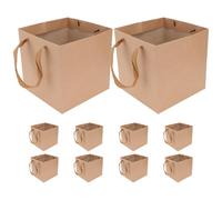 SOESFOUFU 10pcs Kraft Paper Bags with Handles for Cakes and Flowers, Square Shape 25x25x25cm, Spacious Capacity and Promote Sustainability, for Packaging and Retail Use