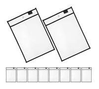 SOESFOUFU 10pcs Reusable Dry Erase Pocket Sleeves for Creative Projects and Handwriting Practice, Black Pet Material with Hanging Design and Write and Wipe Function, for Students