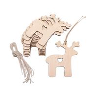SOESFOUFU 10pcs Wooden Slices Christmas Tree Pendants Lovely Heart Deer Shape with Hole Design Easy Hanging Jute Twines for Patchwork Art and Craft Projects Christmas Theme Decorations