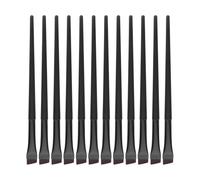 SOESFOUFU 12pcs Ultra Thin Angled Eyeliner Brush, Large Knife-Edge Flat Tip, Synthetic Bristles, Non-Slip Plastic Handle for Cream Concealer, Brow Powder Black