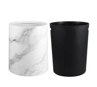 SOESFOUFU 15l White Marbling Trash Can with Stable Structure and Organizer, round Pp Waste Container for Bathroom and Hotel Use, Modern Unique Design