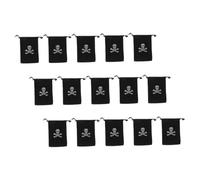 SOESFOUFU 15pcs Pirate Drawstring Bag with Skull Pattern Halloween Candy Treat Bags Multipurpose Storage Pouches for Birthday Shower Party Favors Black Skull Sign Pouches
