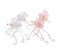 SOESFOUFU 2 Pairs Tassel Hair Clips Lightweight Hanfu Costume Accessories with Bright Fairy Tale Colors for Princess Hairstyles Easy Styling for Daily Wear and Festivals