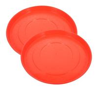 SOESFOUFU 2 Pcs Plastic Poultry Feeding Tray for Chickens and Geese, Easy to Move and Prevent Dumping, Red Food Holder Suitable for Home Chicken Feeding and Outdoor Use