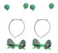 SOESFOUFU 2 Sets Green Alien Costume Accessory Headbands with Plastic Festival Glasses Frame, Funny and Creative Hair Decor for Party and Cosplay Events Random Color
