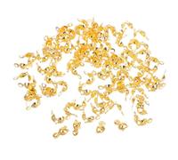 SOESFOUFU 200pcs Iron Doubleheaded Foldover End Caps Secure The Ends of Bracelets Necklaces Versatile Use Golden Finish for Jewelry Making DIY Projects