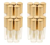 SOESFOUFU 20pcs Refillable Lip Gloss Tubes Mini Transparent Plastic Containers Leak-resistant Portable DIY Lip Glaze Bottles with Gold Caps for Makeup Packaging