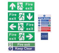 SOESFOUFU 21PCS Fire Exit Sign, Keep Clear, Fire Door Keep Shut, Action Signs - Easy to Mount - Indoor/Outdoor Use - Adhesive Warning Sticker for Wall Floor