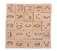 SOESFOUFU 25pcs Mood Expression Wooden Rubber Stamps Kit - Cute Small Emoticon Theme Stamps for Scrapbooking, Crafts, Journal DIY Card Making Planner Projects