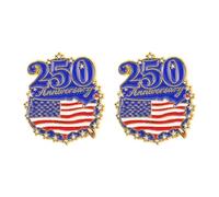 SOESFOUFU 2pcs 250th Anniversary USA Lapel Pins - Liberty 250th Anniversary Commemorative Pin - Patriotic USA Flag Brooch for Independence Day Party Veterans