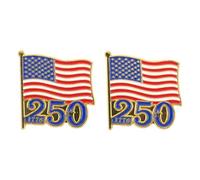 SOESFOUFU 2pcs 250th Anniversary USA Lapel Pins - Liberty 250th Anniversary Commemorative Pin - Patriotic USA Flag Brooch for Independence Day Veterans Red