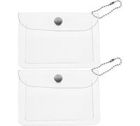 SOESFOUFU 2pcs Cards Storage Bag Portable Key Case Beautiful Cartoon Pattern PVC Fold-Over Design Use for Family Members and Friends Everyday Carry with Hanging Neck Strap