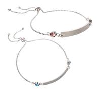 SOESFOUFU 2pcs Engraved Stainless Steel Couple Bracelets Adjustable Rhinestone Charm Bangles for Women and Men Romantic Jewelry Special Moments