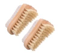 SOESFOUFU 2pcs Foot Scrubber Brush with Pumice Stone and Natural Bristles for Dead Skin Removal and Nail Cleaning Wood Material with Massage Effects to Foot Fatigue