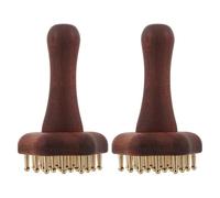 SOESFOUFU 2pcs Guasha Massage Comb - 24-Teeth Copper Head Body Massager with Wooden Handle for Meridian Pressure - Home Relaxation Brush for Abdominal Massage