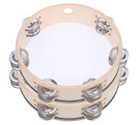 SOESFOUFU 2pcs Inch Double Row Jingles Tambourine Hand Drum with Quick Rhythm Response and Ergonomic Design, Wooden Hand Held Percussion Instrument for Celebration Showcases and Ktv