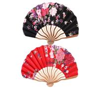 SOESFOUFU 2pcs Japanese Style Folding Fan Unique Creative Ornament for Home Decoration and Small Red Black Durable Elegant Design for Women and Friends