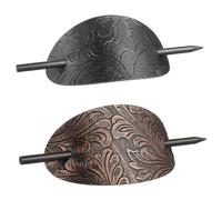 SOESFOUFU 2pcs Leather Hair Sticks for Elegant Hairstyles Simple Vintage Hair Accessories for Long and Curly Black and Antique Colors for Daily Use and Special Occasions