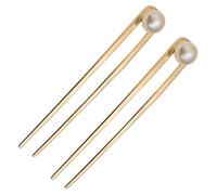 SOESFOUFU 2pcs Metal Hair Fork with Pearls Updo Hair Pin for Women Elegant Chignon Bun Styling Accessory Simple Chic Design for Parties and Daily Wear