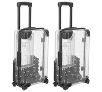 SOESFOUFU 2PCS Mini Plastic Suitcase: False Eyelashes Organizer - Luggage Trolley Candy Box - Suitcase Packaging Case Phone Holder Party Favor for Jewelry Cosmetic Storage