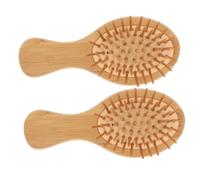 SOESFOUFU 2Pcs Oval Bamboo Cushion Massage Combs Lightweight Scalp Massager Styling Hairbrushes for Stress Relief and Circulation Improvement Portable Household Use