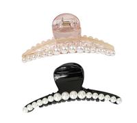 SOESFOUFU 2pcs Pearl Hair Claw Clips for Women Durable Fashion Hairpins White and Black for Thick Thin Hair Easy to Carry for Daily Use and Styling