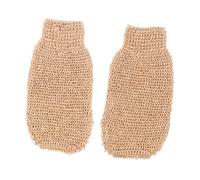SOESFOUFU 2pcs Ramie Jute Bath Glove Scrubber for Exfoliating and Dead Skin Removal, Natural Beige Body Scrub Gloves with Long Handle, for Shower and Spa Use