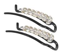 SOESFOUFU 2pcs Rhinestone Banana Hair Clips for Women Lightweight Non Slip Hair Barrettes Elegant Black for Daily Wear and