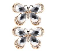 SOESFOUFU 2pcs Rhinestone Butterfly Brooch - Crystal Bling Bridal Pin - Vintage Alloy Lapel Badge - Decorative Coat Suit Shawl Hat Scarf Accessory For Women