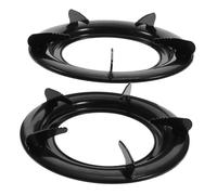 SOESFOUFU 2Pcs round Iron Gas Stove Racks Anti-Slip Support Bracket for Kitchen Burner Prevent Scalding (Black) - for Food Store Coffee Shop