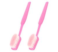 SOESFOUFU 2pcs Shower Body Brush Back Scrubber Long Handle Comfortable Touch Abs Flocking Material Bathroom Body Scrubber for Men Shower Bathing Cleaning Exfoliating