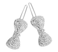 SOESFOUFU 2pcs Silver Bow Hair Clips with Rhinestone Alloy Design Multi-purpose Sparkle Hair Accessories for Women