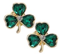 SOESFOUFU 2pcs St Patricks Day Brooch: Rhinestone Green Clover Leaf Brooch Pin - Crystal Flower Lapel Pins - Irish Holiday Costume Accessory Jewelry