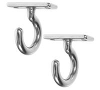 SOESFOUFU 2pcs Stainless Steel Screw-in Ceiling Hooks with Heavy Duty Flat Question Mark Shape for Hanging Clothes and Hats, Sturdy Corrosion-Resistant Hooks Suitable for Home and Commercial
