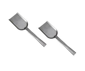 SOESFOUFU 2pcs Strong Portable Coal Scoop Long Handle Shovel for Stove Cleaning and Kitchen Use, Iron Material Grey Shovel for Efficient Ash Removal and Fire Maintenance