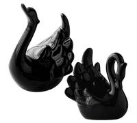 SOESFOUFU 2pcs Swan Ceramic Sculpture Black Porcelain Figurines Space-saving Lightweight Decorative Home Accents Nordic Style Tabletop Ornament