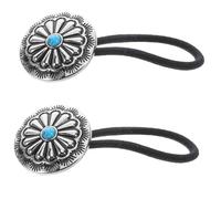 SOESFOUFU 2pcs Vintage Western Hair Ties with Simulation Turquoise Elegant Hair Accessories for Women Comfortable Elastic Design for Neat Styles