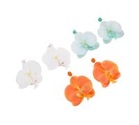 SOESFOUFU 3 Pairs Colorful Butterfly Orchid Flower Earrings Tropical Hawaiian Beach Themed Dangle Jewelry for Women Vacation Party Summer Boho Accessories