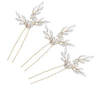 SOESFOUFU 3 Pcs Bridal Hair Pins Set with Sparkling Alloy Pearls and Rhinestones, Lightweight and Easy to Carry U-shaped Hair Adornments for Wedding and Elegant Hairstyles