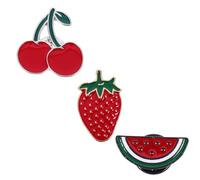 SOESFOUFU 3 Pcs Cute Enamel Fruit Brooch Pins Set with Watermelon Strawberry Cherry Shapes, Lightweight Alloy Material, for Clothing and Everyday Wear to Enhance Fashion Statement