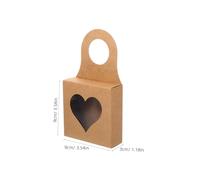 SOESFOUFU 30pcs Kraft Paper Wine Bottle Packaging Boxes with Window and Hanging Feature, Heartshaped Design for Holiday Wrapping and Home Decor