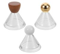SOESFOUFU 3Pcs 50Ml Leakproof Glass Perfume Atomizer Set with Cone Shape Bottles, Refillable Flat Spray Bottles for Travel and Party, Mini Fragrance Dispenser with Wooden, White, and Silver