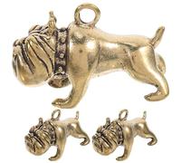 SOESFOUFU 3pcs Antique Brass Bulldog Pendant - Small Keyring Charm Hanging Decor - Decorative Hanging Brass Animal Ornament for DIY Accessories and