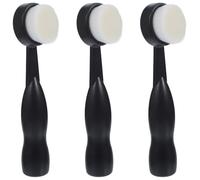SOESFOUFU 3pcs Black Long Handle Facial Cleansing Brush Set Self-Standing Design for Deep Exfoliation and Pore Cleaning, Manual Face Wash Brush Suitable for Daily Skincare