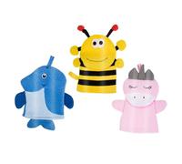 SOESFOUFU 3pcs Cartoon Bath Mitts for Soft Exfoliating Back Scrubbers and Shower Gloves with Reinforced Edges Gentle Body Scrub for Boys and Convenient Hanging Design