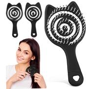 SOESFOUFU 3pcs Cat Ear Hair Detangler Brush Vented Design for Faster Blow Drying Lightweight Comfortable Grip Wet and Dry Hair Comb for Travel and Home Use