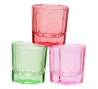 SOESFOUFU 3pcs Glass Nail Dappen Dish Octagonal Cup Nail Art Brush Washing Container for Mixing Monomer and Powder Sturdy Extension Accessories