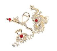 SOESFOUFU 3pcs Golden Hairpin Handcrafted Dragon Hair Clips Chinese Hair Claw Dragon Claw Clip Barrette with Rhinestones Metal